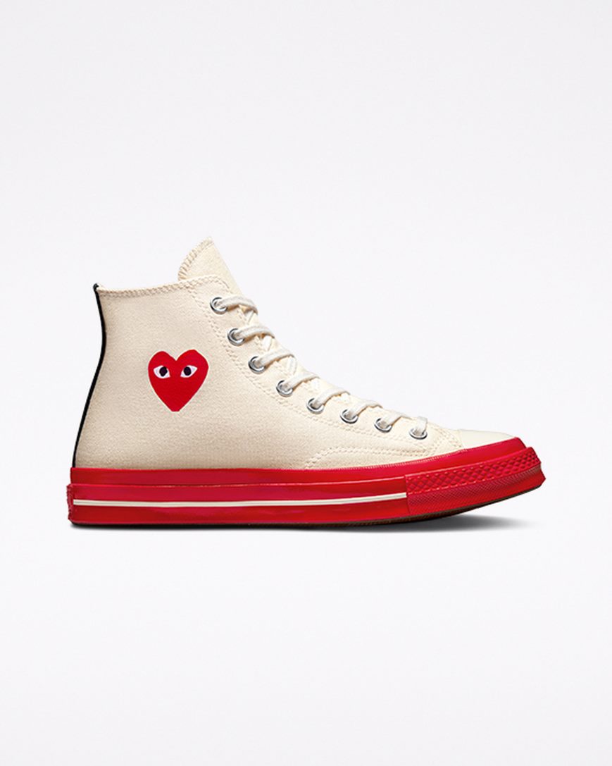Men\'s Converse x Comme des Garçons PLAY Chuck 70 High Top Shoes Red | AU E4506G